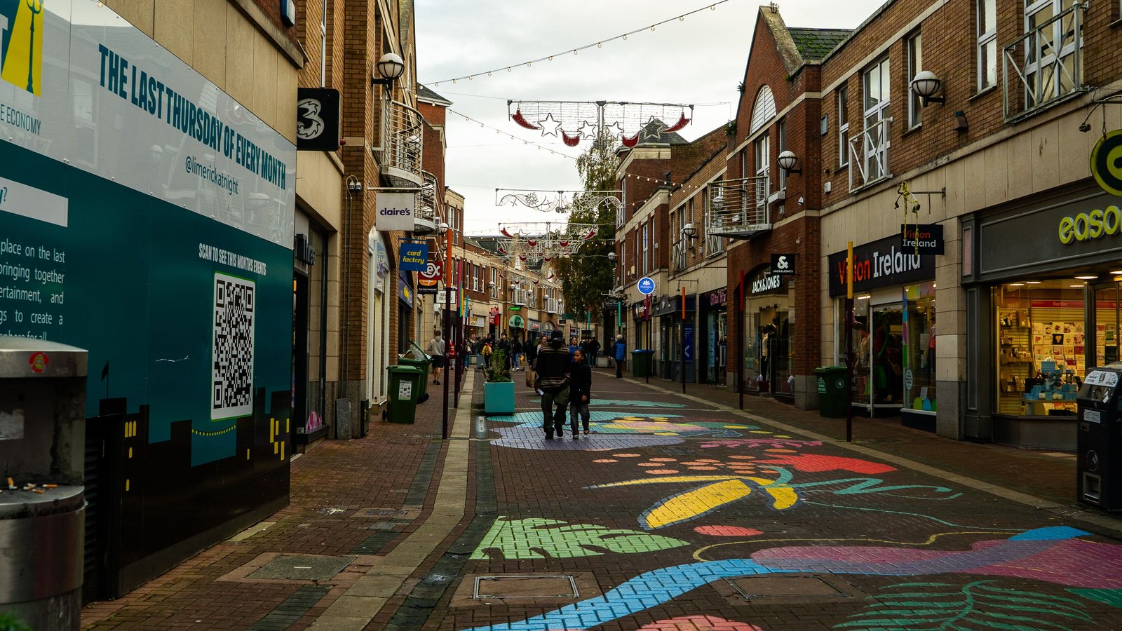 Colorful painted urban pathway